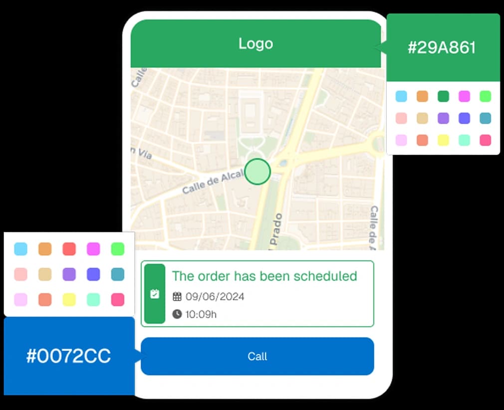 White-labeled customer tracking page on mobile device