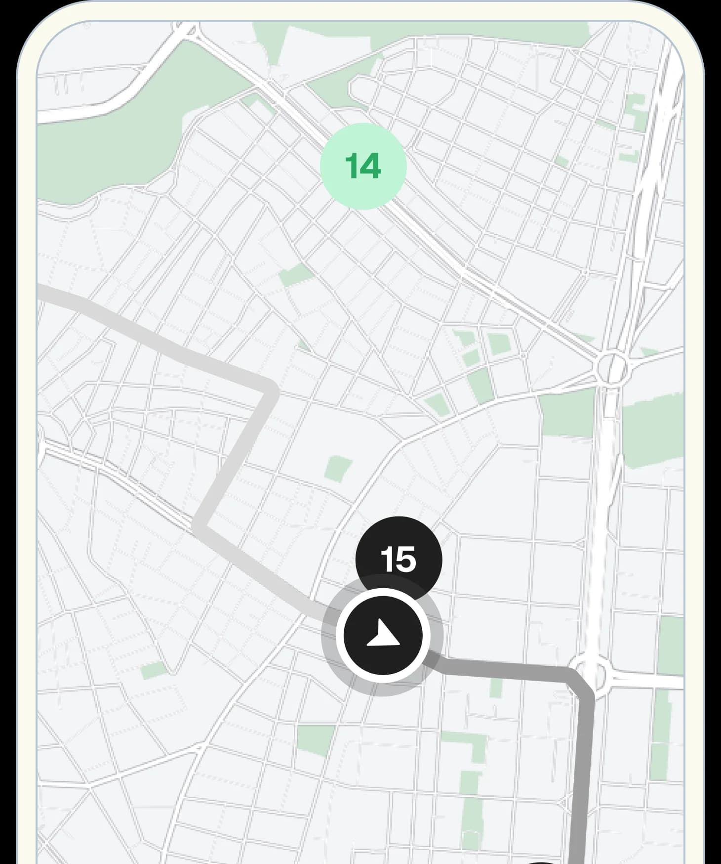 Driver app map showing delivery stop with proof of delivery overlay