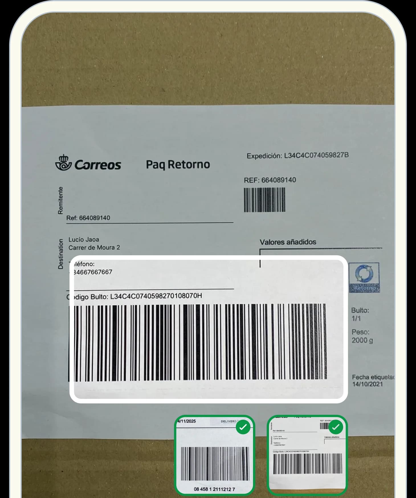 Driver app barcode scanning with task management overlay