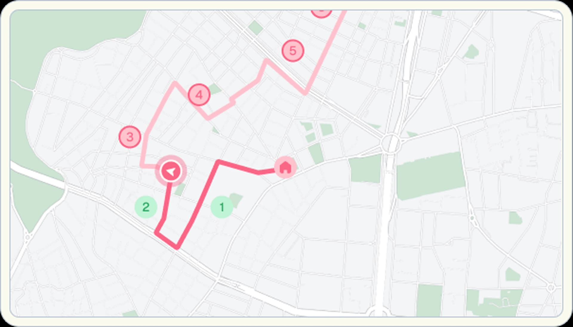 Route optimization map with multi-stop routes and vehicle constraints