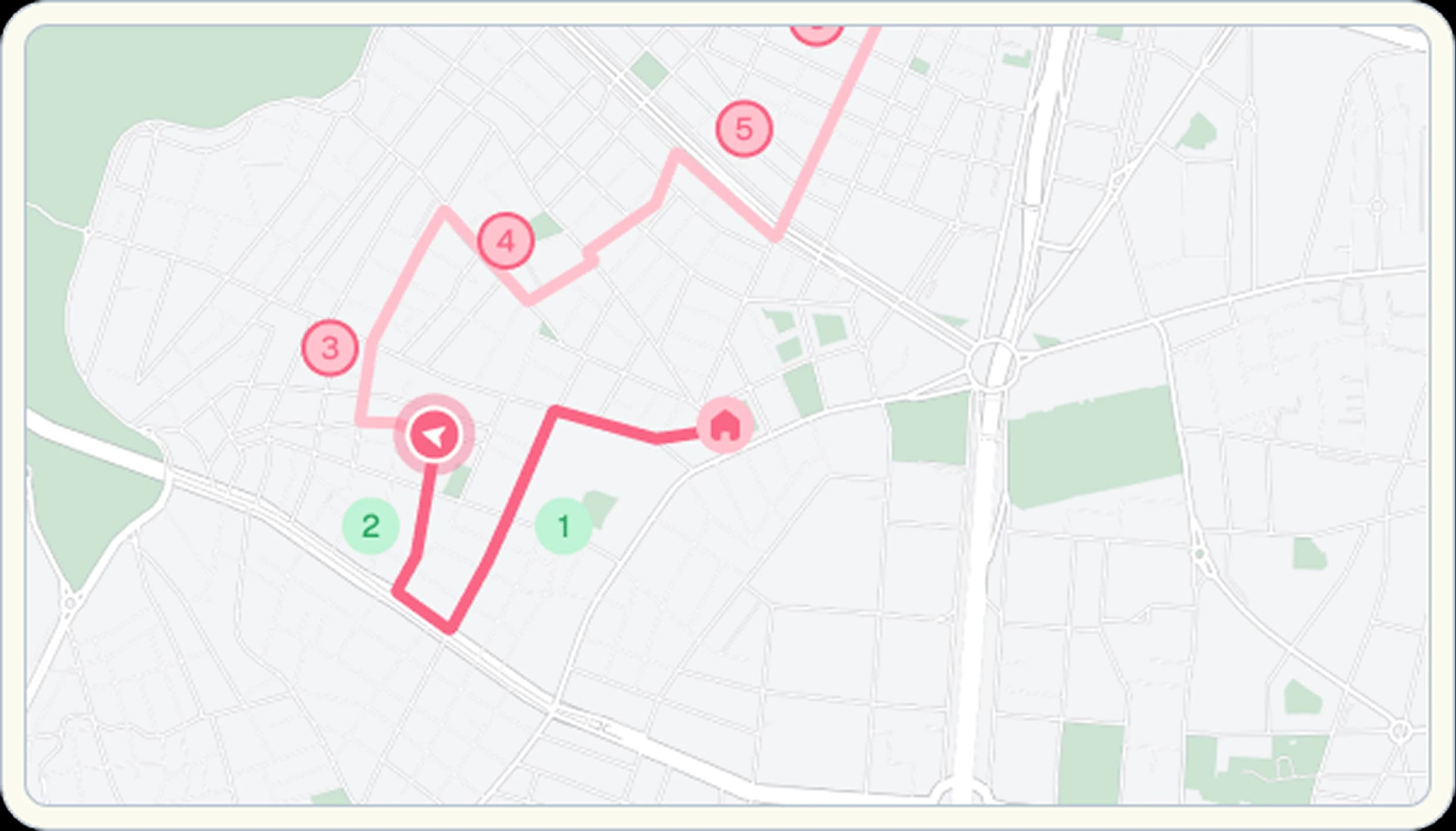 Route optimization map with multi-stop routes and vehicle constraints