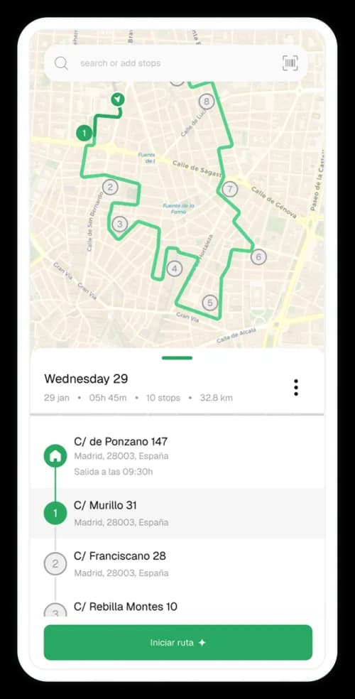 Routal Drivers mobile app with turn-by-turn navigation